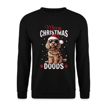 Goldendoodle Chien Race Joyeux Noël Doods - Sweat-shirt Unisexe - noir - Devant - Alina (178cm) & Michal (187cm)