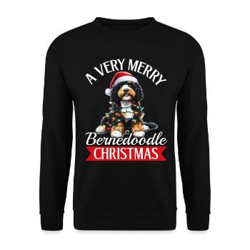 Bernedoodle Chien de Noël Race A Very Merry - Sweat-shirt Unisexe - noir - Devant - Alina (178cm) & Michal (187cm)
