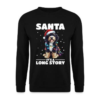 Bernedoodle Christmas Dog Breed Santa - Unisex Pullover - Schwarz - Vorne - Alina (178cm) & Michal (187cm)