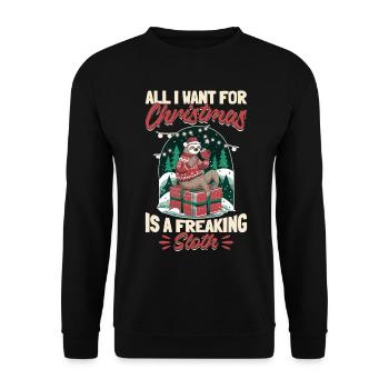 Sloth Christmas Animal All I Want - Unisex Pullover - Schwarz - Vorne - Alina (178cm) & Michal (187cm)
