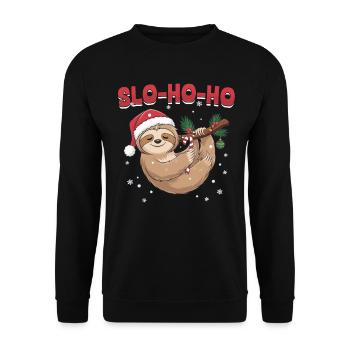 Sloth Christmas Animal Slo-Ho-Ho - Unisex Pullover - Schwarz - Vorne - Alina (178cm) & Michal (187cm)