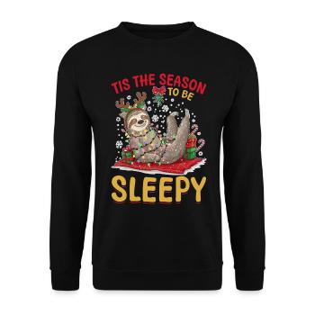 Sloth Christmas Animal Tis the Season to be Sleepy - Unisex Sweatshirt - black - Front - Alina (178cm) & Michal (187cm)