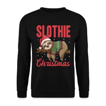 Sloth Christmas Animal Slothie Christmas - Unisex Pullover - Schwarz - Vorne - Alina (178cm) & Michal (187cm)