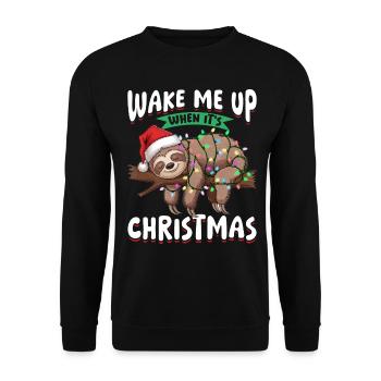 Sloth Christmas Wake Me up when its Christmas - Unisex Sweatshirt - black - Front - Alina (178cm) & Michal (187cm)
