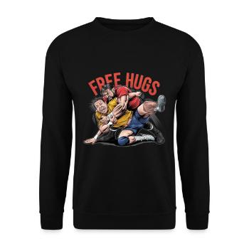 Lutteur - Câlins gratuits - Sweat-shirt Unisexe - noir - Devant - Alina (178cm) & Michal (187cm)