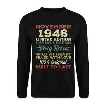 Légende depuis novembre 1946 Né en novembre 1946 - Sweat-shirt Unisexe - noir - Devant - Alina (178cm) & Michal (187cm)