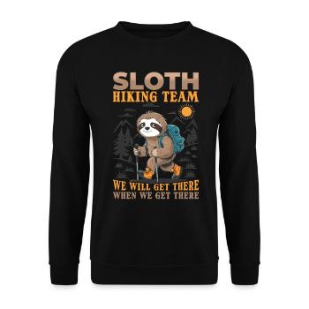 Sloth Hiking Mountains Sloth Hiking Team - Unisex Sweatshirt - black - Front - Alina (178cm) & Michal (187cm)
