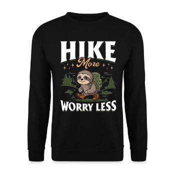 Sloth Hiking Mountains Hike More Worry Less - Unisex Sweatshirt - black - Front - Alina (178cm) & Michal (187cm)