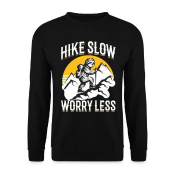 Sloth Hiking Mountains Hike Slow enjoy more - Unisex Pullover - Schwarz - Vorne - Alina (178cm) & Michal (187cm)