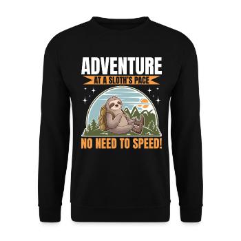 Sloth Hiking Mountains Adventure at a sloth - Unisex Sweatshirt - black - Front - Alina (178cm) & Michal (187cm)