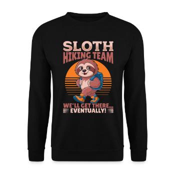 Sloth Hiking Mountains Sloth Hiking Team We'll - Unisex Pullover - Schwarz - Vorne - Alina (178cm) & Michal (187cm)