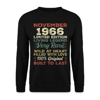 Légende depuis novembre 1966 Né en novembre 1966 - Sweat-shirt Unisexe - noir - Devant - Alina (178cm) & Michal (187cm)