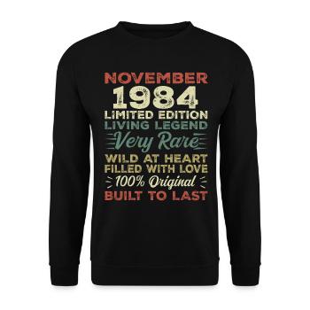 Légende Depuis Novembre 1984 Millésime Novembre 1984 - Sweat-shirt Unisexe - noir - Devant - Alina (178cm) & Michal (187cm)
