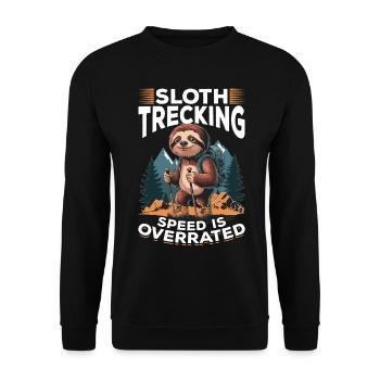 Sloth Hiking Mountains Sloth Trekking - Unisex Pullover - Schwarz - Vorne - Alina (178cm) & Michal (187cm)