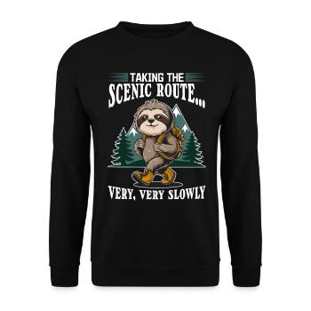 Sloth Hiking Mountains Taking the scenic route - Unisex Sweatshirt - black - Front - Alina (178cm) & Michal (187cm)