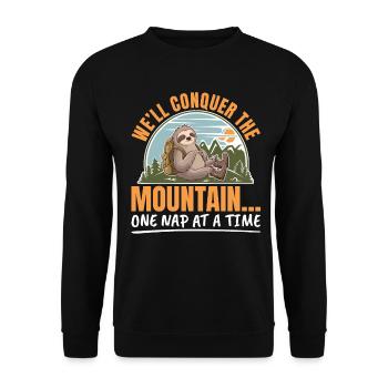 Paresseux Randonnée Montagne Nous partirons à la conquête de la montagne - Sweat-shirt Unisexe - noir - Devant - Alina (178cm) & Michal (187cm)