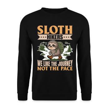 Sloth Hiking Mountains Sloth Hikers - Unisex Sweatshirt - black - Front - Alina (178cm) & Michal (187cm)