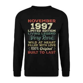 Légende Depuis Novembre 1997 Millésime Novembre 1997 - Sweat-shirt Unisexe - noir - Devant - Alina (178cm) & Michal (187cm)