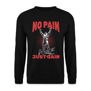 Lutteur Pas de douleur, juste du gain ! - Sweat-shirt Unisexe - noir - Devant - Alina (178cm) & Michal (187cm)