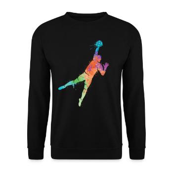 Fußball Torwart Fußballspieler Fußballer Torhüter - Unisex Pullover - Schwarz - Vorne - Alina (178cm) & Michal (187cm)