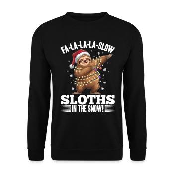 Sloth Christmas Animal Fa-la-la-la-slow - Unisex Sweatshirt - black - Front - Alina (178cm) & Michal (187cm)