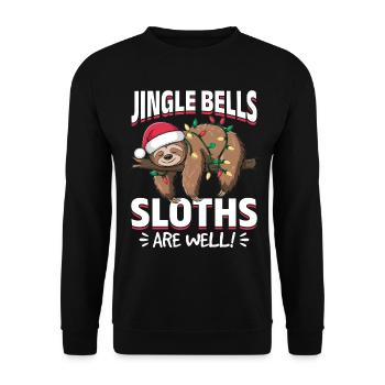 Sloth Christmas Animal Jingle bells sloths as well - Unisex Sweatshirt - black - Front - Alina (178cm) & Michal (187cm)
