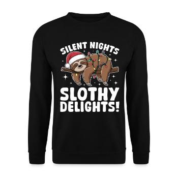 Sloth Christmas Animal Silent nights, slothy - Unisex Sweatshirt - black - Front - Alina (178cm) & Michal (187cm)