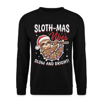 Sloth Christmas Animal Sloth-mas vibes - Unisex Pullover - Schwarz - Vorne - Alina (178cm) & Michal (187cm)