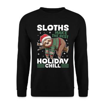 Sloth Christmas Animal Sloths make the best - Unisex Pullover - Schwarz - Vorne - Alina (178cm) & Michal (187cm)