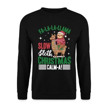Sloth Llama Christmas Fa-la-la-llama - Unisex Sweatshirt - black - Front - Alina (178cm) & Michal (187cm)