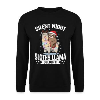 Sloth Llama Christmas Silent night - Unisex Sweatshirt - black - Front - Alina (178cm) & Michal (187cm)