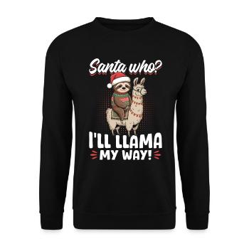 Sloth Llama Christmas Santa who? - Unisex Sweatshirt - black - Front - Alina (178cm) & Michal (187cm)