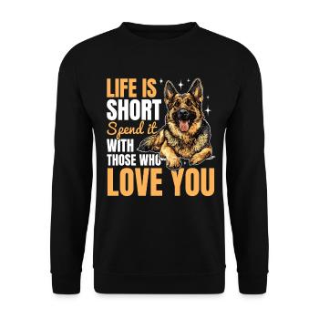 German Shepherd Dog Breed Life is Short Spend it - Unisex Sweatshirt - black - Front - Alina (178cm) & Michal (187cm)