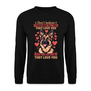 Berger allemand Race Dog N’y croyez pas - Sweat-shirt Unisexe - noir - Devant - Alina (178cm) & Michal (187cm)