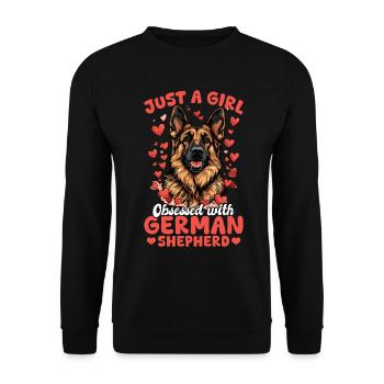 German Shepherd Dog Breed Just a Girl Obsessed - Unisex Pullover - Schwarz - Vorne - Alina (178cm) & Michal (187cm)