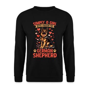 German Shepherd Dog Simply a Girl with a Passion - Unisex Sweatshirt - black - Front - Alina (178cm) & Michal (187cm)