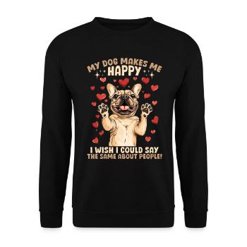 French Bulldog Frechie Dog My Dog Makes me Happy - Unisex Pullover - Schwarz - Vorne - Alina (178cm) & Michal (187cm)