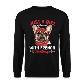Bouledogue français Frechie Race de chien Juste une fille - Sweat-shirt Unisexe - noir - Devant - Alina (178cm) & Michal (187cm)