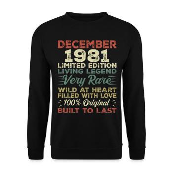 Décembre 1981 - anniversaire Décembre 1981 année - Sweat-shirt Unisexe - noir - Devant - Alina (178cm) & Michal (187cm)