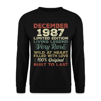 Dezember 1987 - Geburtstag Dezember 1987 Jahr - Unisex Pullover - Schwarz - Vorne - Alina (178cm) & Michal (187cm)