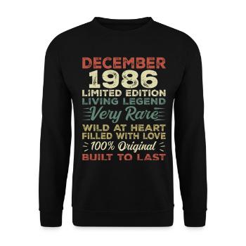 Dezember 1986 - Geburtstag Dezember 1986 Jahr - Unisex Pullover - Schwarz - Vorne - Alina (178cm) & Michal (187cm)