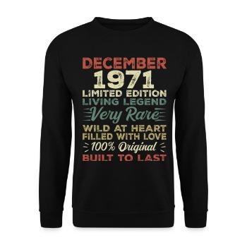 Décembre 1971 - anniversaire Décembre 1971 année - Sweat-shirt Unisexe - noir - Devant - Alina (178cm) & Michal (187cm)