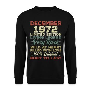 Dezember 1972 - Geburtstag Dezember 1972 Jahr - Unisex Pullover - Schwarz - Vorne - Alina (178cm) & Michal (187cm)