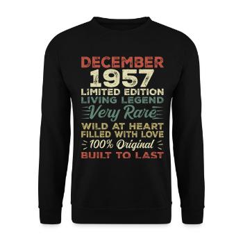 Dezember 1957 - Geburtstag Dezember 1957 Jahr - Unisex Pullover - Schwarz - Vorne - Alina (178cm) & Michal (187cm)