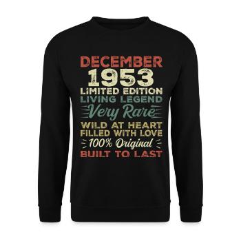 Dezember 1953 - Geburtstag Dezember 1953 Jahr - Unisex Pullover - Schwarz - Vorne - Alina (178cm) & Michal (187cm)