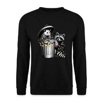 Merry Trashmas, raccoon and possum - Unisex Sweatshirt - black - Front - Alina (178cm) & Michal (187cm)