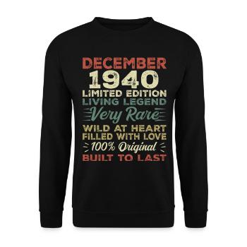 Dezember 1940 - Geburtstag Dezember 1940 Jahr - Unisex Pullover - Schwarz - Vorne - Alina (178cm) & Michal (187cm)