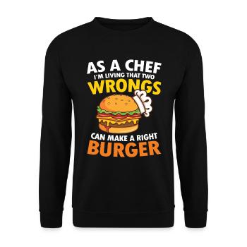 Make a right Burger für einen Burger Esser - Unisex Pullover - Schwarz - Vorne - Alina (178cm) & Michal (187cm)
