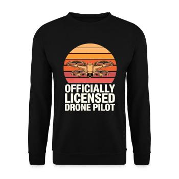 Dronenpilot für einen Dronenpilot - Unisex Pullover - Schwarz - Vorne - Alina (178cm) & Michal (187cm)