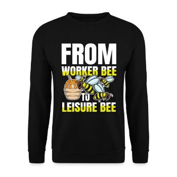 Rente Ruhestand From Worker Bee To Leisure Bee - Unisex Pullover - Schwarz - Vorne - Alina (178cm) & Michal (187cm)
